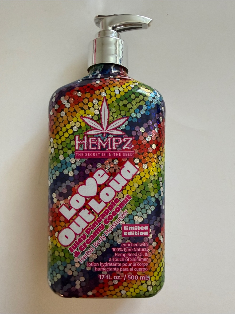 Hempz Rainbow Sequin Pump Body Moisturizer, NWT, 17 fl. Oz.perfect, new!